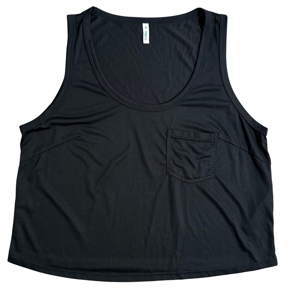 Halara Tank Top Pocket Cropped Scoop Neck Viscose Gym Yoga Black Women’s Small